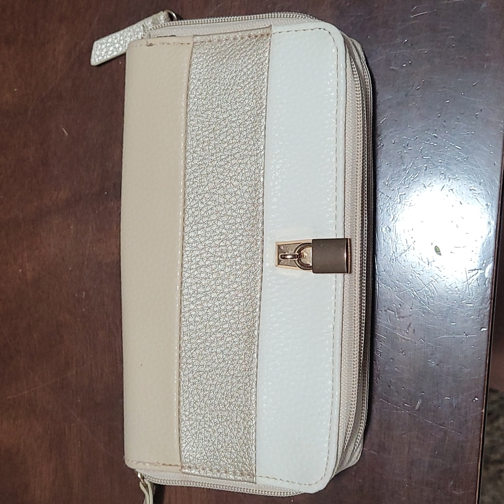 Jessica Simpson clutch new colors tan, cream and beige/gold sheen